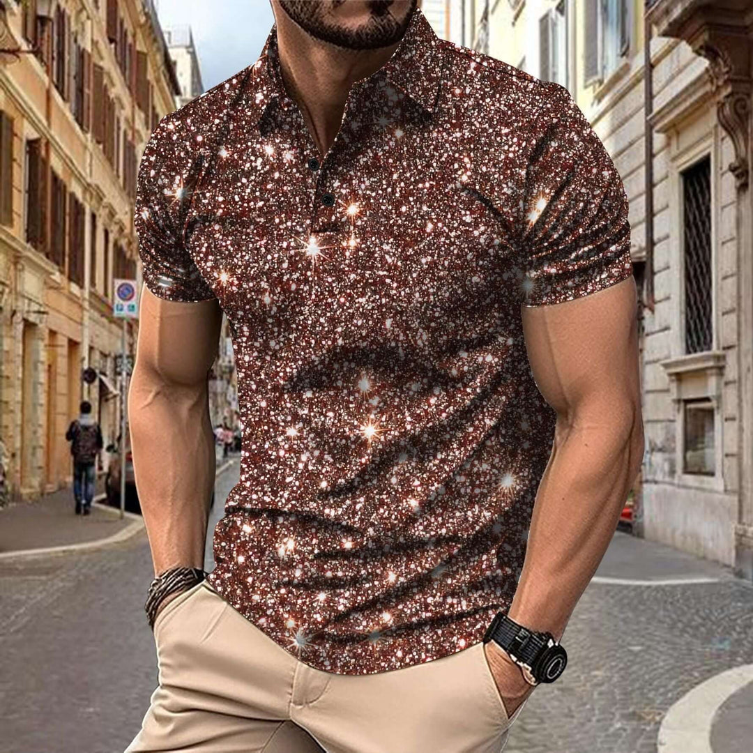 Herren-Poloshirt | Digitaler Sternendruck | Streetstyle & Sommerlook | Polyester