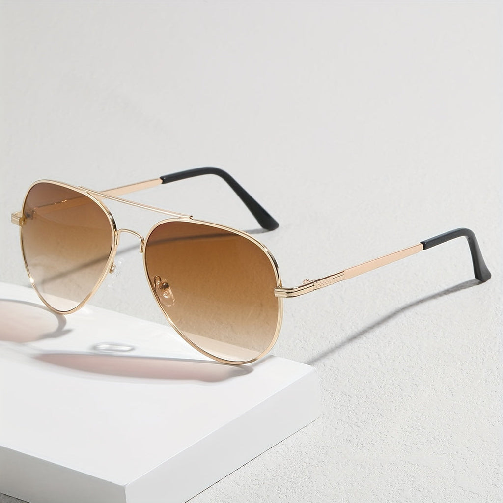 Stylische Piloten-Sonnenbrille für Herren mit Metallrahmen und PC-Gläsern für Freizeitkleidung | Roy
