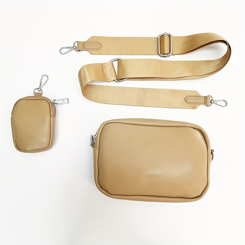 Herren-Crossbody-Tasche | Quadratisches Design mit Geldbörse | Lässig & verstellbar | PU-Leder - Schwarz