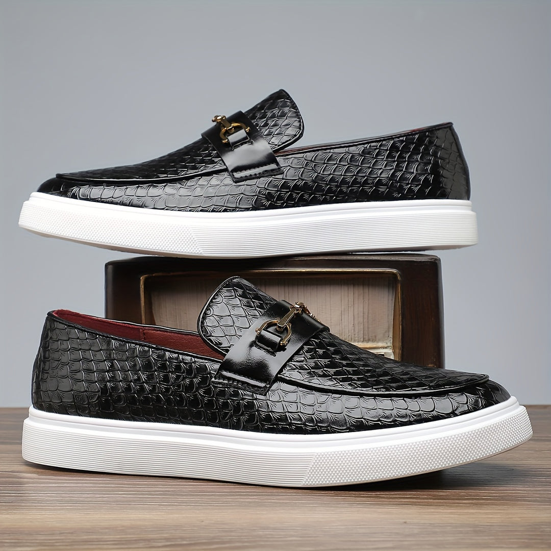 Herren Loafers | Geprägtes Leder | Slip-On mit Schnalle | Casual & Outdoor
