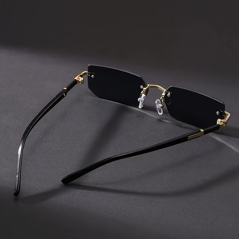 Quadratische rahmenlose Vintage-Brille für Herren mit Edelstahlrahmen und PC-Gläsern | Oliver