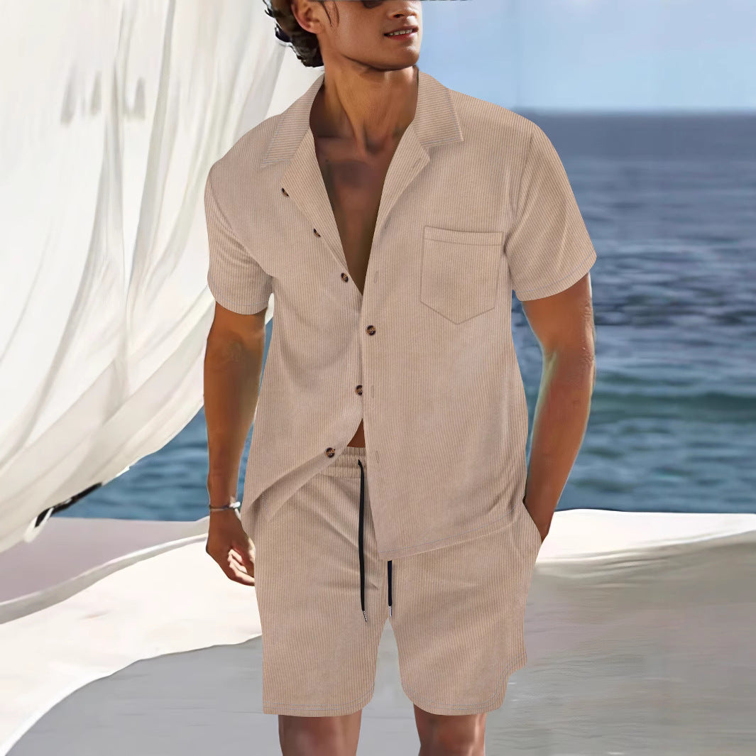 Herren-Sommer-Set | Leinenoptik | Hemd & Shorts | Atmungsaktiv & strandtauglich
