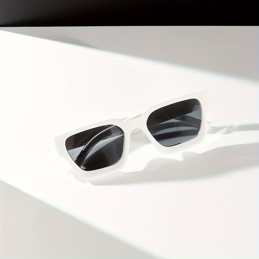 Herren-Retro-Modebrille | Weißer quadratischer Rahmen mit breitem Bein | Stilvoll und entspiegelt