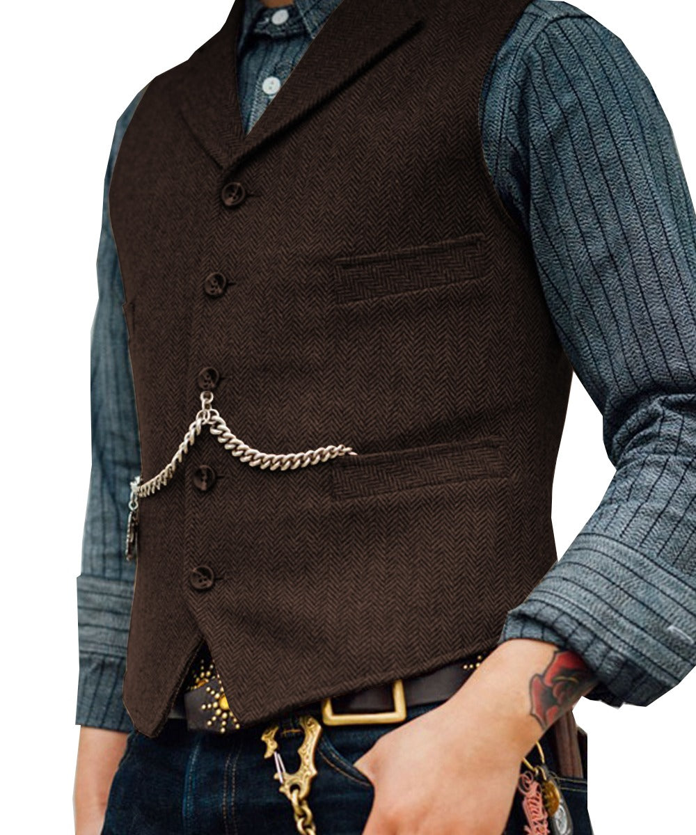 Elegante und stilvolle Herren Strickjacke mit V-Ausschnitt und Fischgrätenmuster | Fabian
