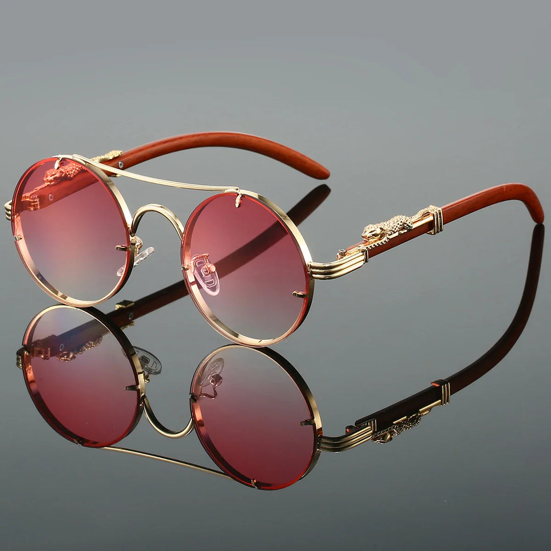 Runde Herren-Sonnenbrille | Vintage Leopard Design | UV400 Schutz | Luxe Retro Look