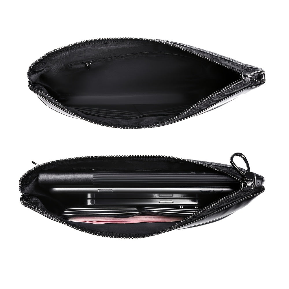 Herren Clutch | PU Leder | Kompakt & Modisch | Schwarze Handtasche