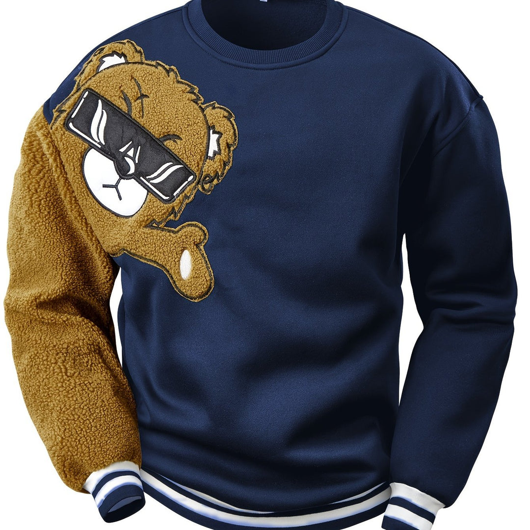 Herren Pullover | Teddybär Design | Lose Passform | Rundhalsausschnitt & lange Ärmel