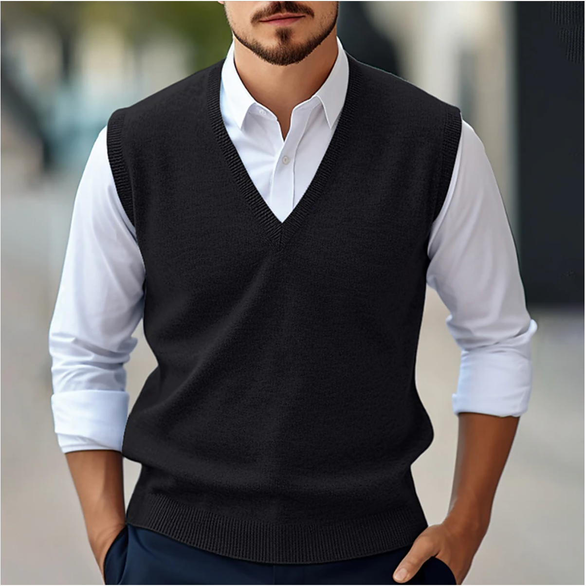 Ärmelloser Pullover mit V-Ausschnitt für mühelosen Stil und vielseitigen Komfort | Dennis