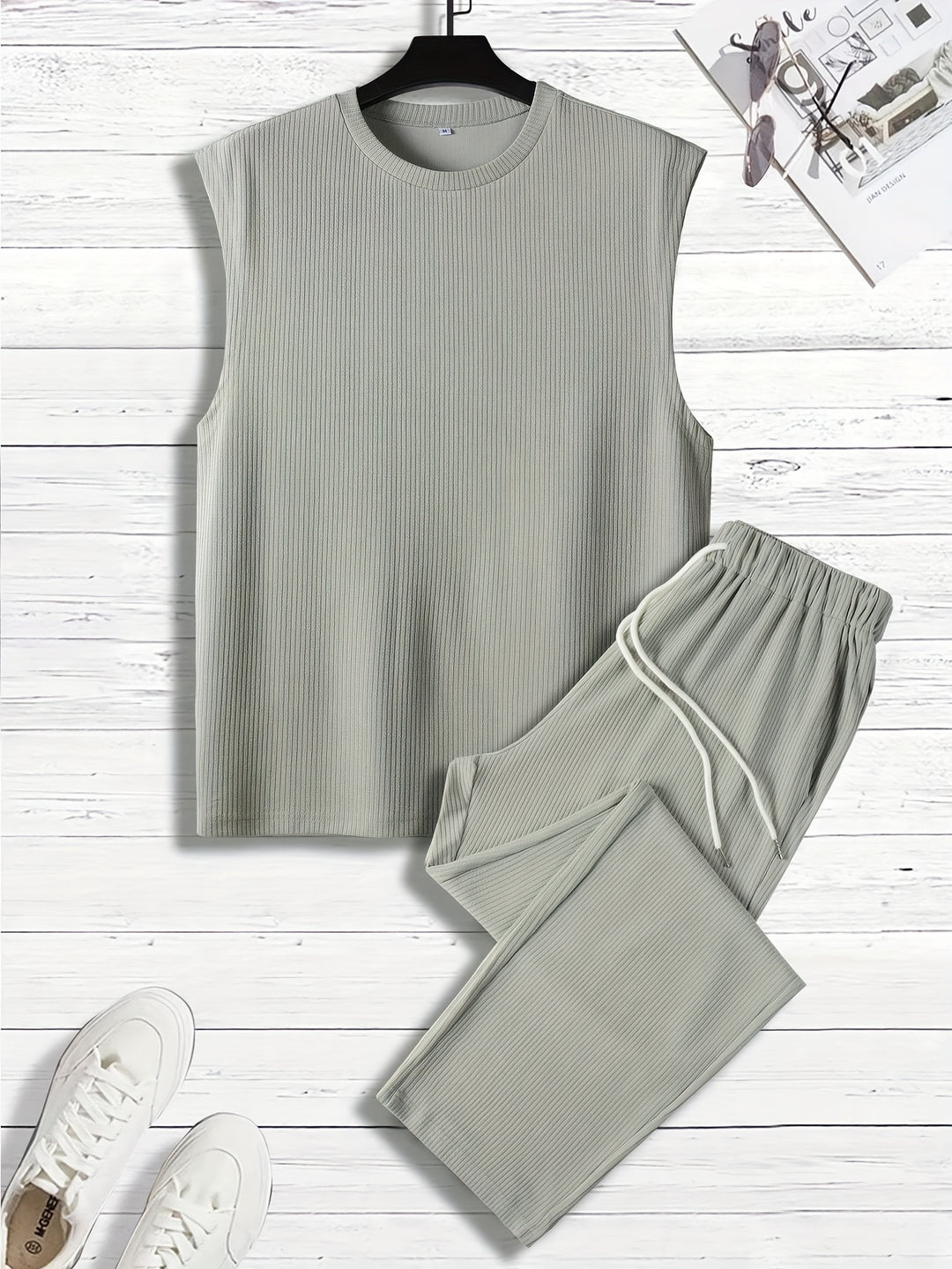 Herrenset | Ärmelloses Tank Top & Hose mit Kordelzug | Lässige Sommerbekleidung