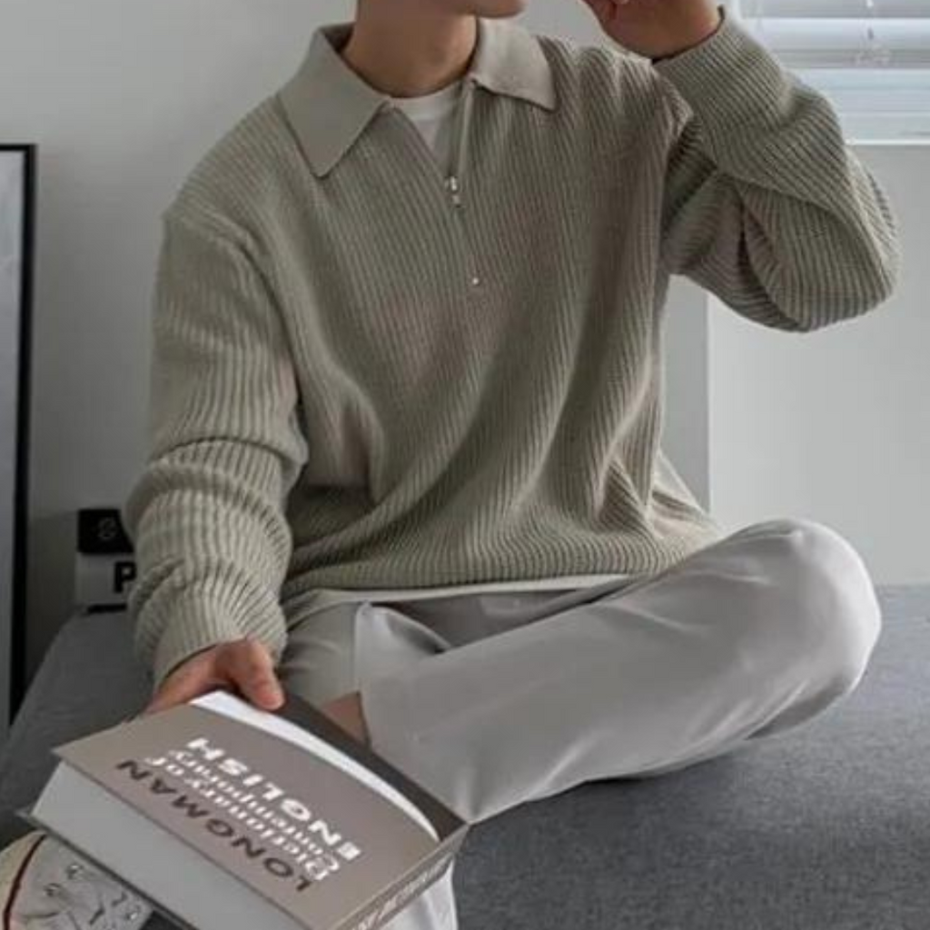 Eleganter Half-Zip-Winterpullover für Männer mit raffiniertem Stil und zeitloser Wärme | Ezra