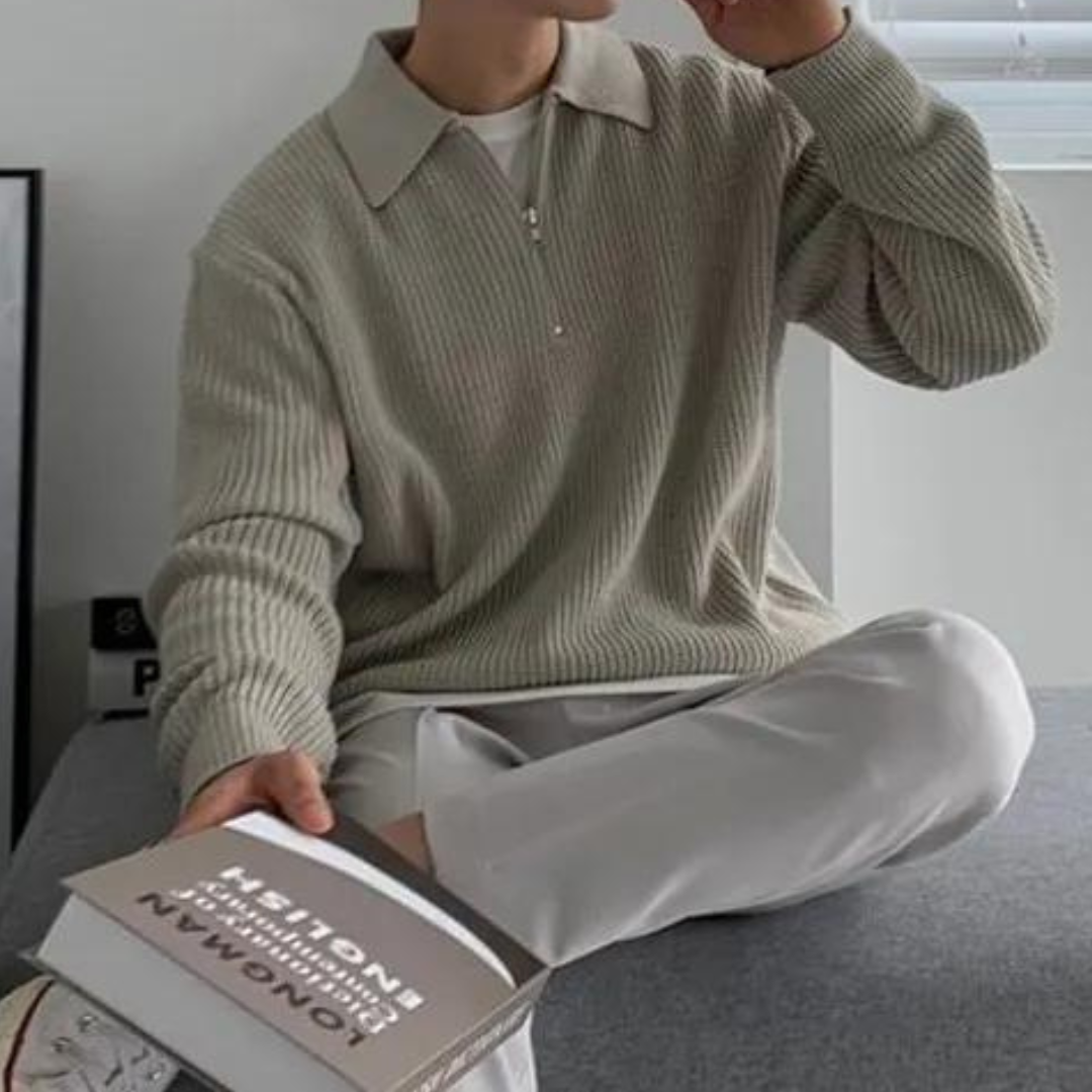 Eleganter Half-Zip-Winterpullover für Männer mit raffiniertem Stil und zeitloser Wärme | Ezra