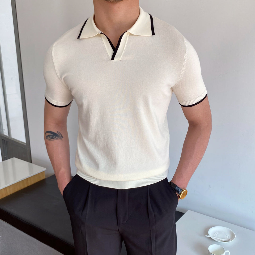 Herren-Poloshirt | Slim Fit & Ellbogenärmel | Woll-Look & Sportlich | Klassischer Polokragen