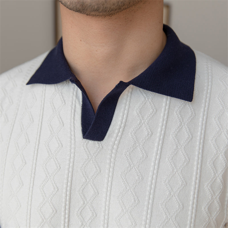Herren-Poloshirt | Gestrickt & Kurzarm | Lässig & Hochwertig | Locker sitzend & Einfarbig