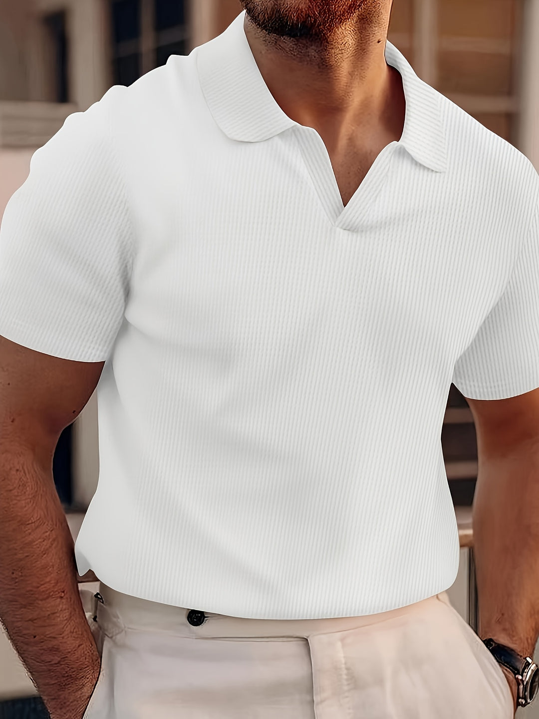 Herren-Polo | Unifarben & Gitterstruktur | Komfortabler Kragen | Atmungsaktiv & lässig
