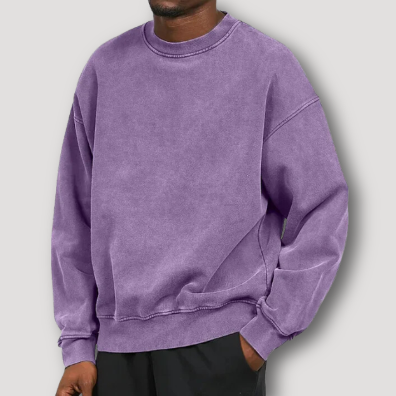 Vintage-inspirierter Relaxed Fit Pullover mit Rundhalsausschnitt und langen Ärmeln für Männer | Timo