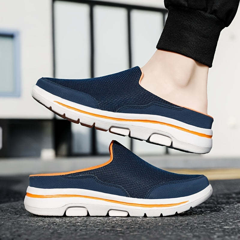 Herren-Einstiegs-Sneaker | Leichtes & atmungsaktives Mesh | MD-Sohle | Marineblau mit orangen Akzenten