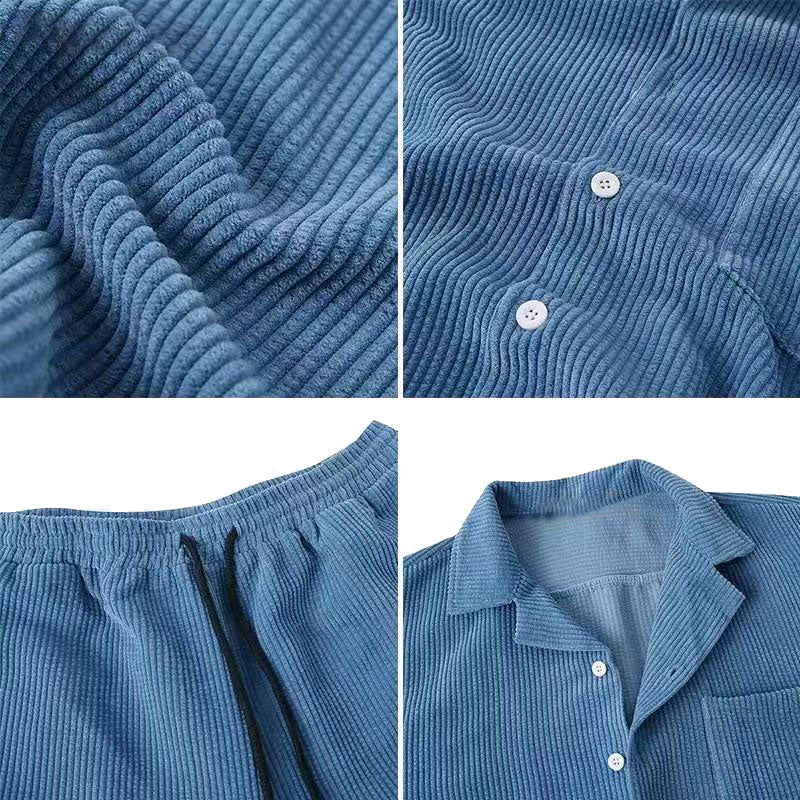 Herren Sommer Set | Kurzarm & Cord | Lässig & Bequem | Einfarbig