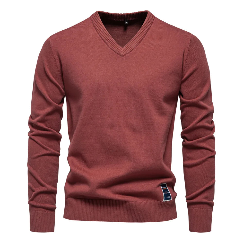 Herren - Klassischer V-Ausschnitt Pullover - Weiches Strickmaterial - Eleganten Tragekomfort