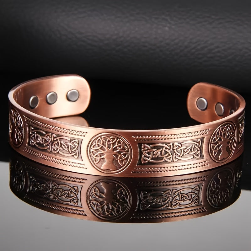Herrenarmband | Lebensbaum-Design & magnetisch | Verstellbar & symbolisch | Bronze-Zinklegierung
