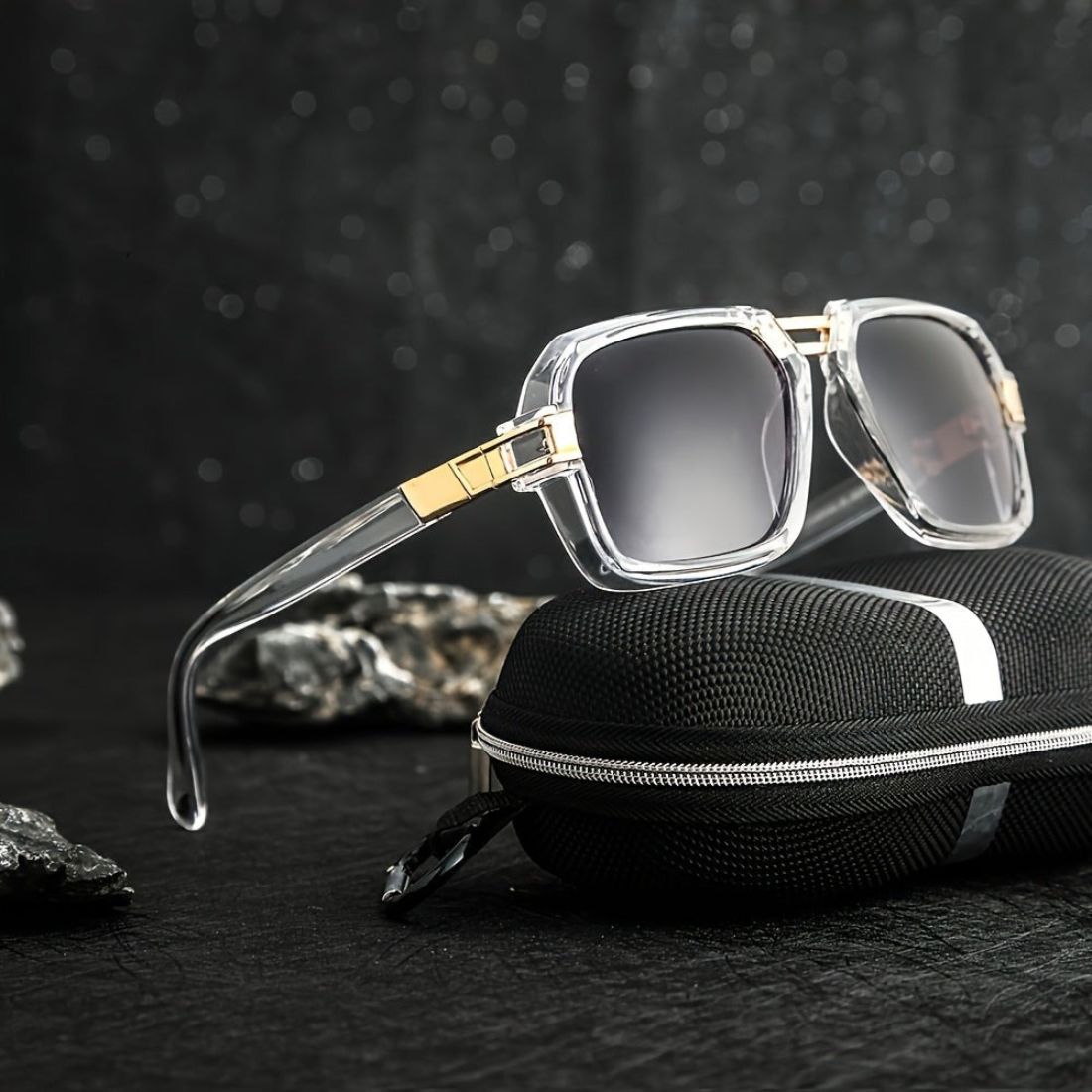 Herren Steampunk-Sonnenbrille | Quadratischer Rahmen | Stilvoll & staubdicht
