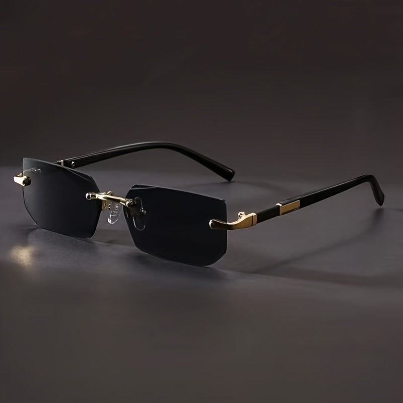 Quadratische rahmenlose Vintage-Brille für Herren mit Edelstahlrahmen und PC-Gläsern | Oliver