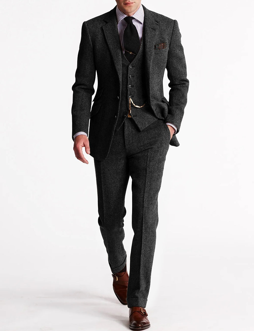 Elegantes 3-teiliges Herrenset mit klassischem Blazer, Weste und Hose für zeitlosen Stil | Stijn