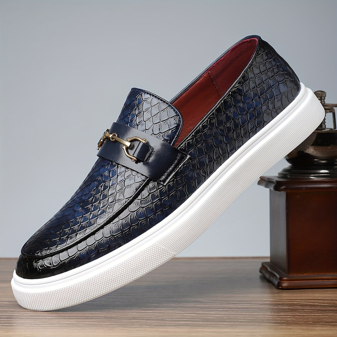 Herren Loafers | Geprägtes Leder | Slip-On mit Schnalle | Casual & Outdoor
