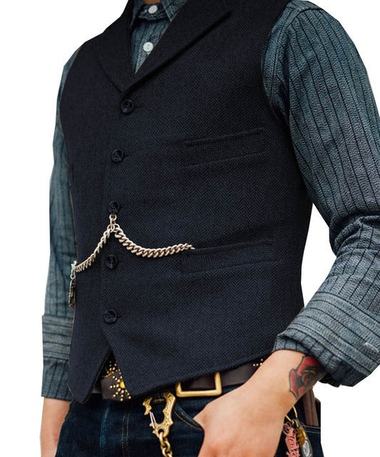 Elegante und stilvolle Herren Strickjacke mit V-Ausschnitt und Fischgrätenmuster | Fabian
