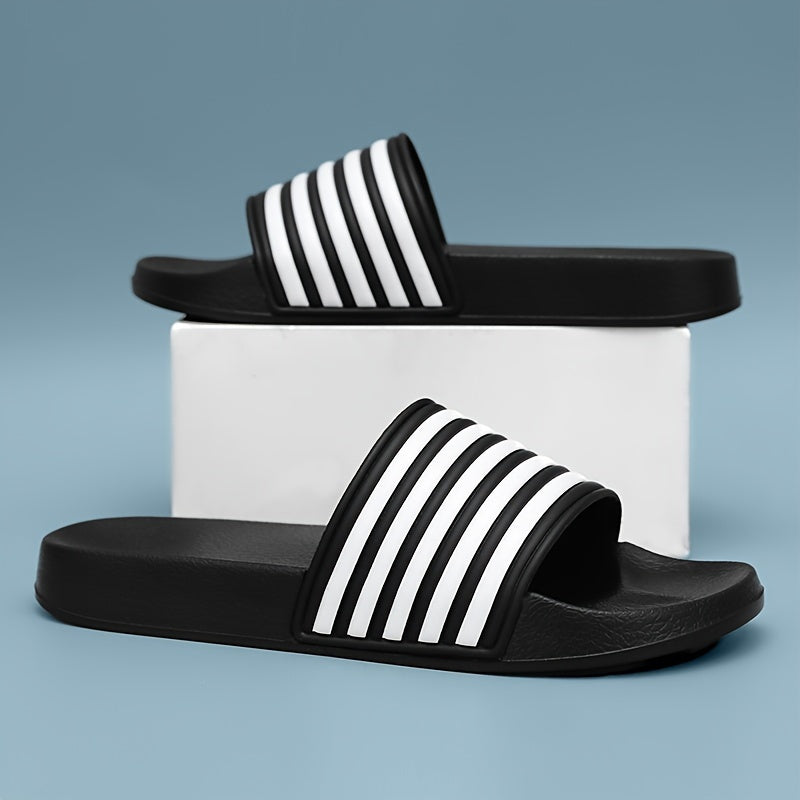 Herren Hausschuhe | Gestreiftes Design | Weiche EVA-Sohle | Für Strand, Dusche & Sommer