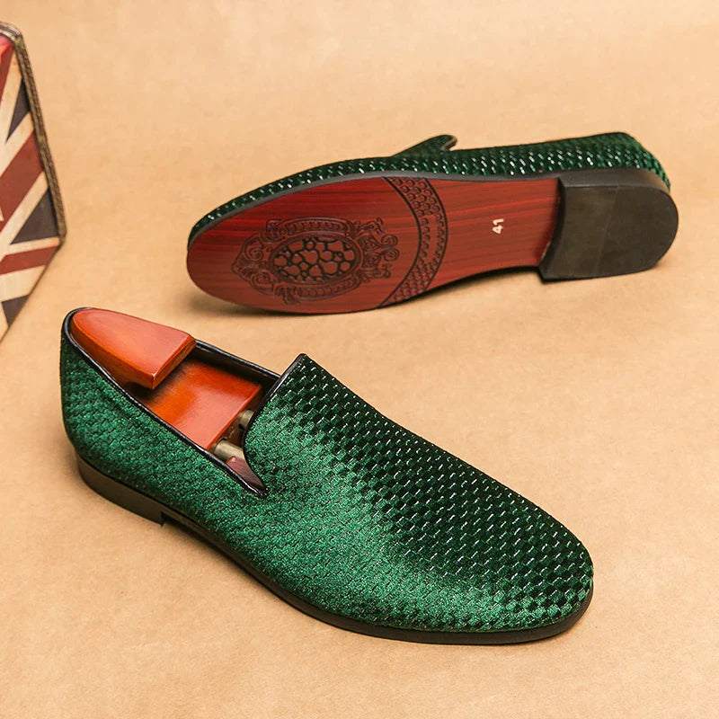 Herren Loafers | Gewebter Samt | Handgefertigt & Bequem | Anzugschuh