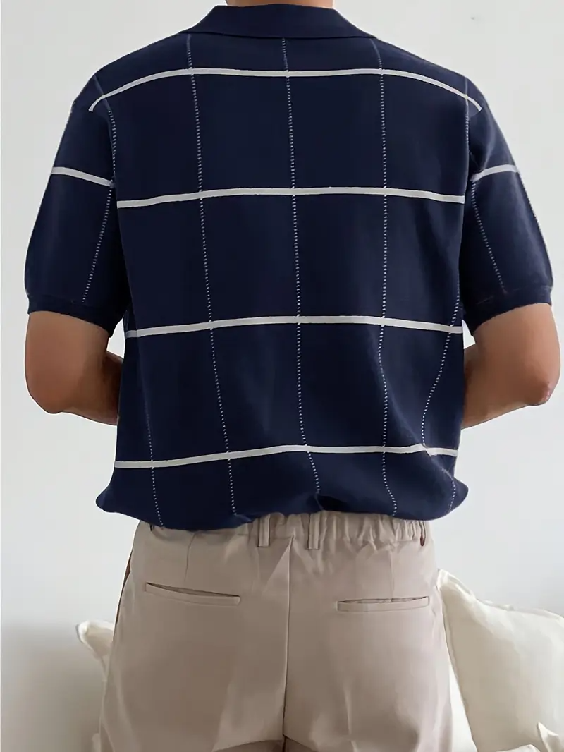 Stylisches und atmungsaktives Herren-Poloshirt mit kariertem Streifendruck und vielseitigem Look | Raf