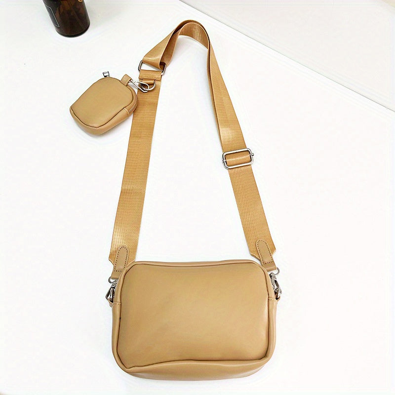 Herren-Crossbody-Tasche | Quadratisches Design mit Geldbörse | Lässig & verstellbar | PU-Leder - Schwarz
