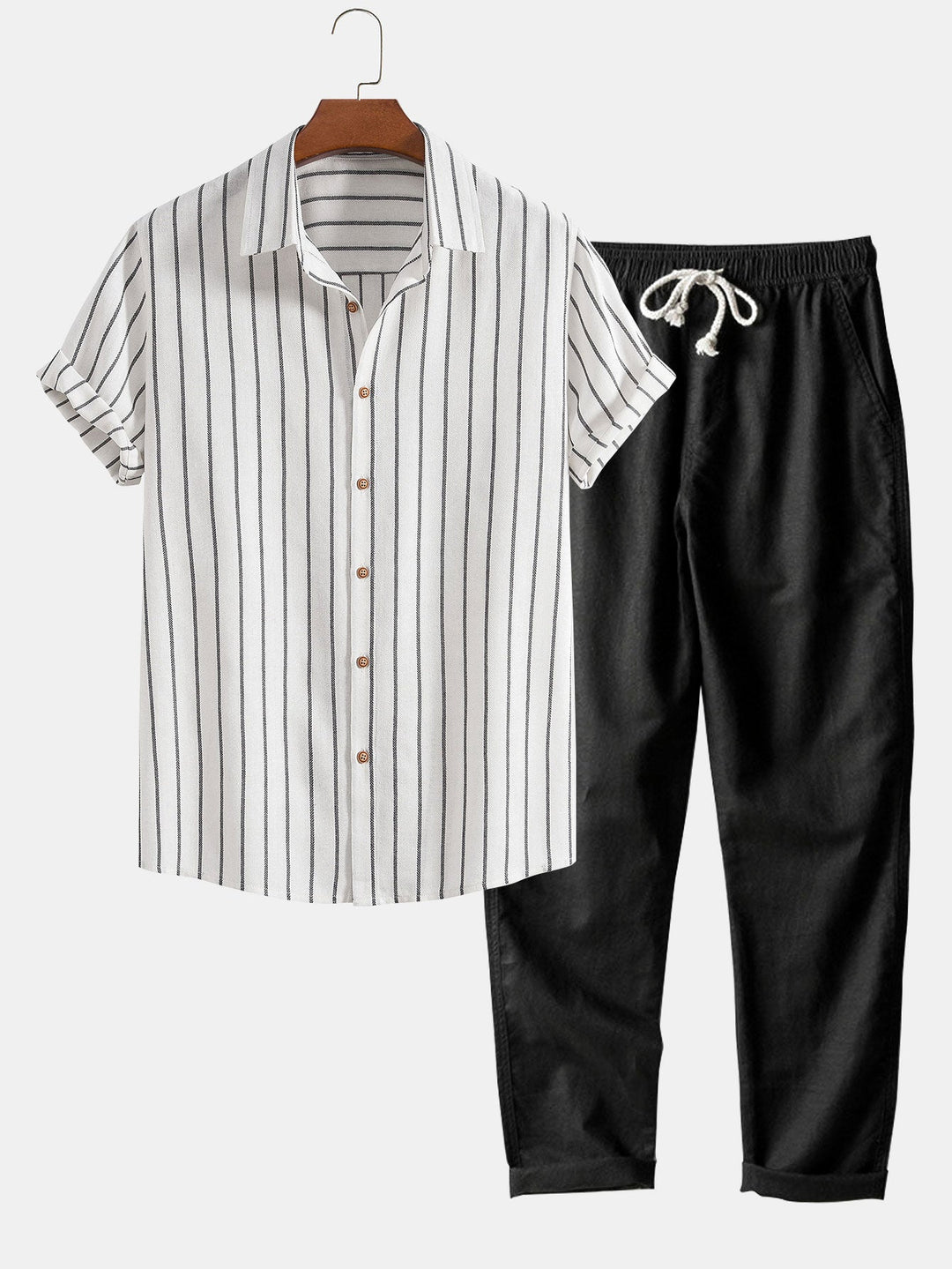 Herren-Set | Kurzarm-Shirt & Hose | Sommerkomfort & Vielseitigkeit | Polyester-Baumwoll-Gemisch