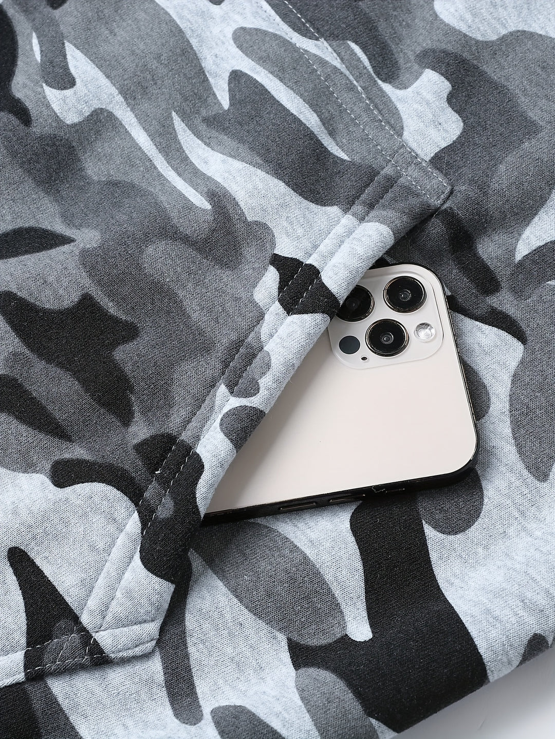 Herren Camouflage Kapuzenpulli und Sportanzug | Gestricktes Polyester | Lange Ärmel | Kordelzug am Bund