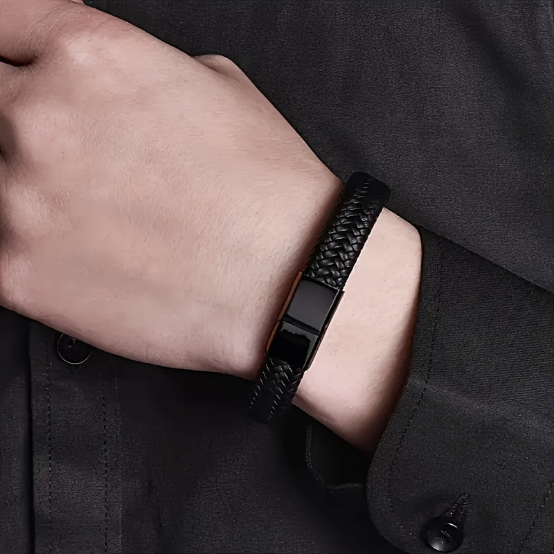 Herrenarmband | Vintage gewebtes Kunstleder | Magnetverschluss & Stylish