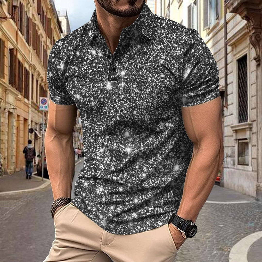 Herren-Poloshirt | Digitaler Sternendruck | Streetstyle & Sommerlook | Polyester