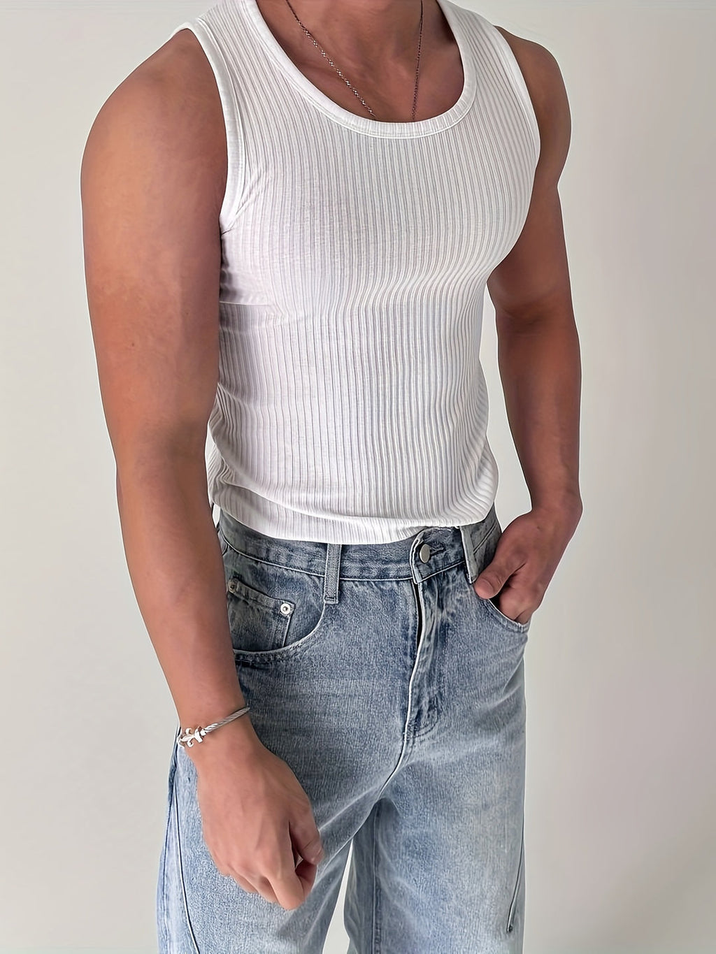 Herren Tanktop | Rippengewebe & ärmellos | Atmungsaktiv & Stretch | Für Fitness & Running Sommer