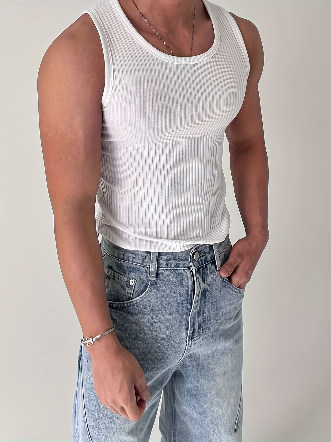 Herren Tanktop | Rippengewebe & ärmellos | Atmungsaktiv & Stretch | Für Fitness & Running Sommer