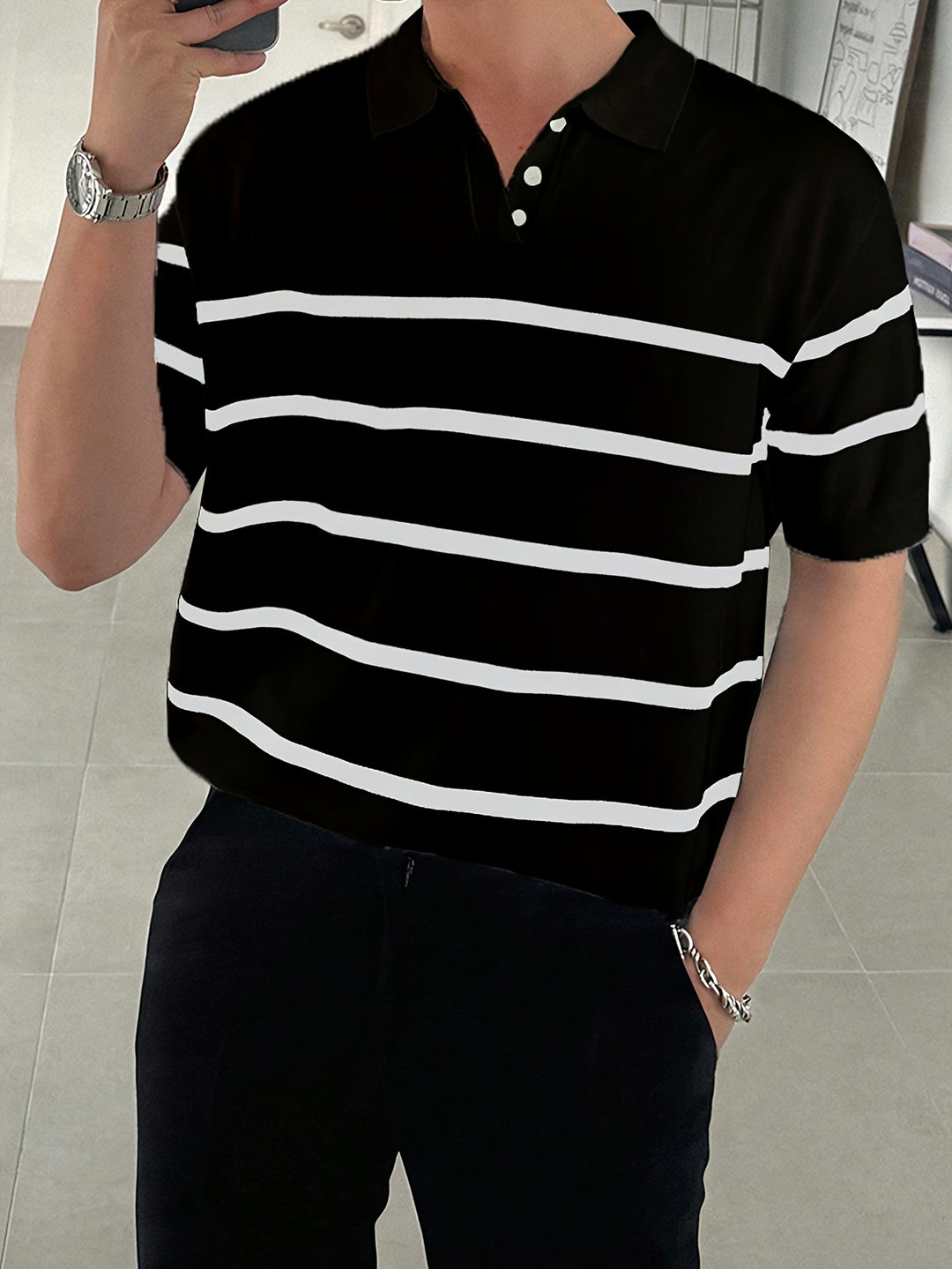 Modisches und leichtes kurzärmeliges Herren-Poloshirt aus Strick mit bequemer Passform | Victor