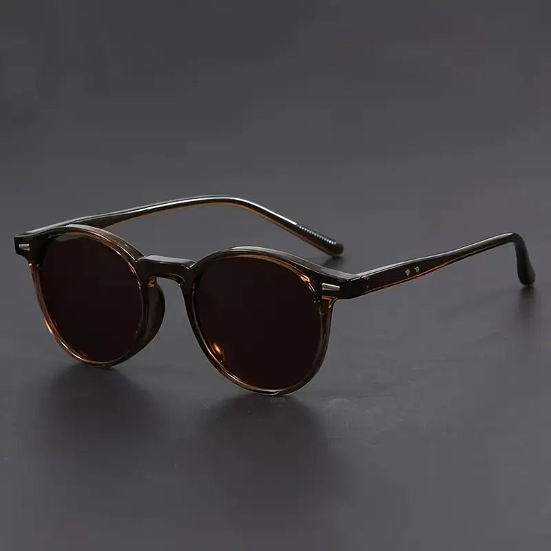 Herren-Sonnenbrille | Leichtes rundes Gestell | Retro-Schildpatt-Design | Streetstyle & Casual