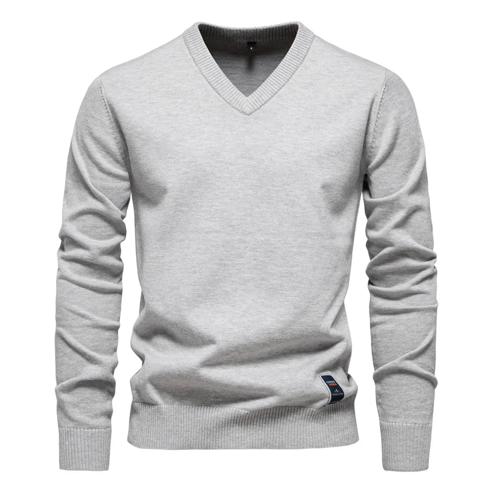 Herren - Klassischer V-Ausschnitt Pullover - Weiches Strickmaterial - Eleganten Tragekomfort