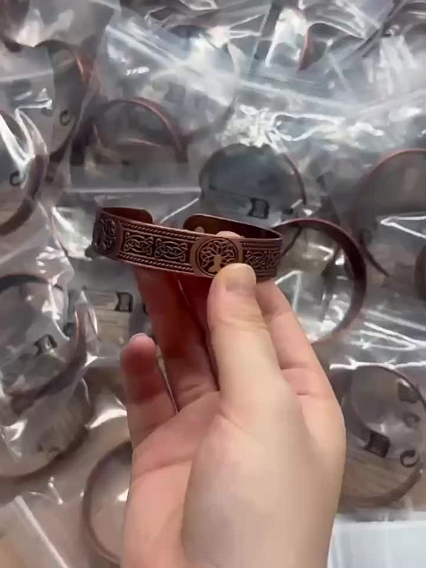 Herrenarmband | Lebensbaum-Design & magnetisch | Verstellbar & symbolisch | Bronze-Zinklegierung