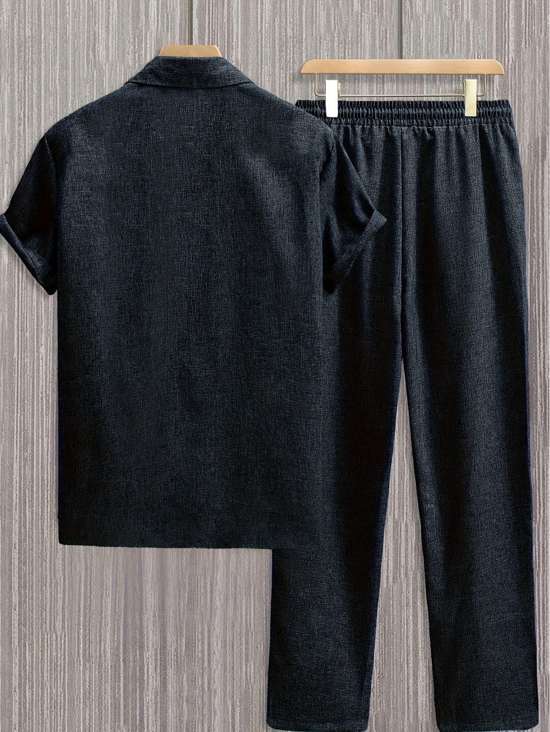 Herrenset | Unifarbenes Hemd mit Revers & Lange Hose | Sommerliches Freizeitoutfit