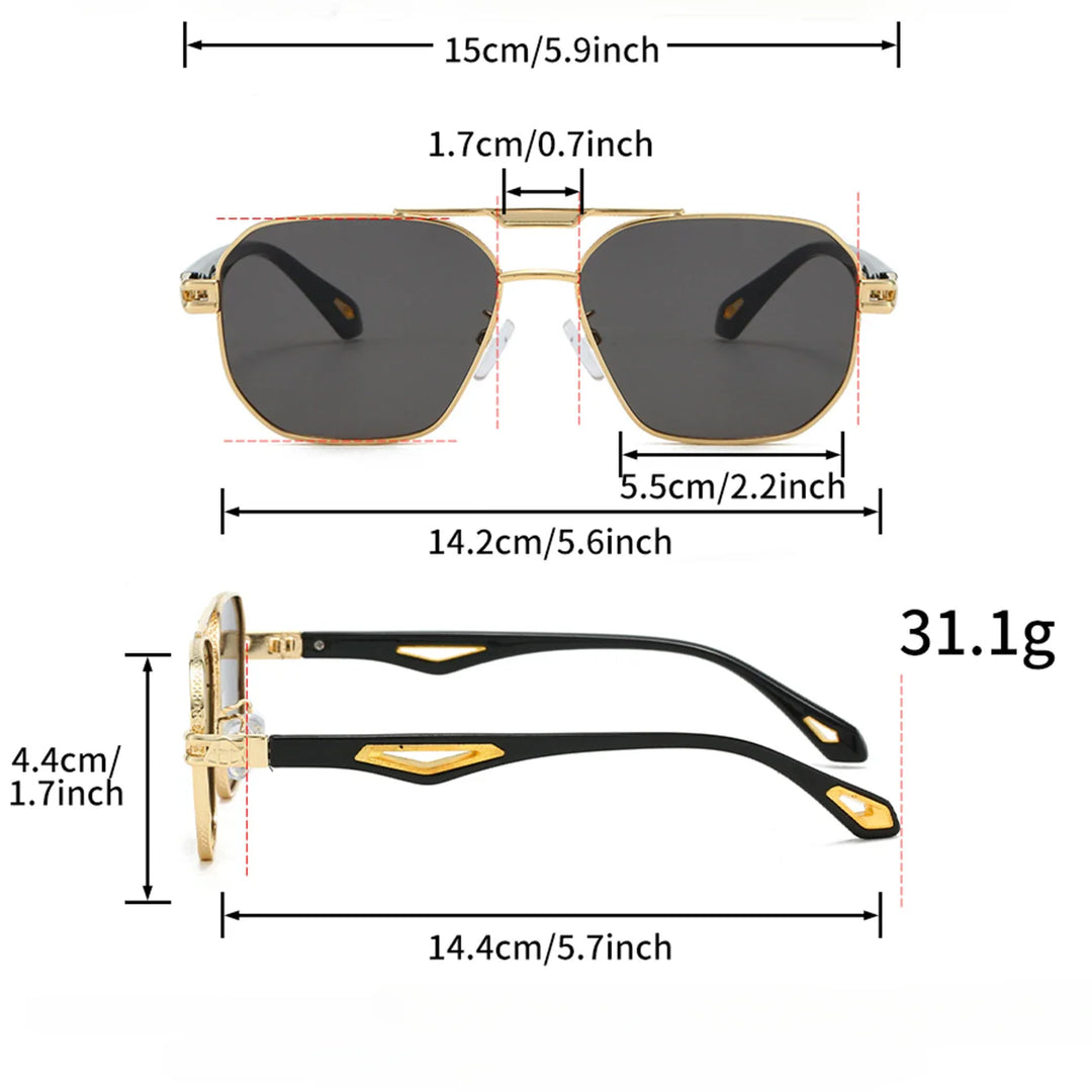 Herren-Sonnenbrille | Double Bridge & Aviator Design | UV400 Schutz | Edelstahl