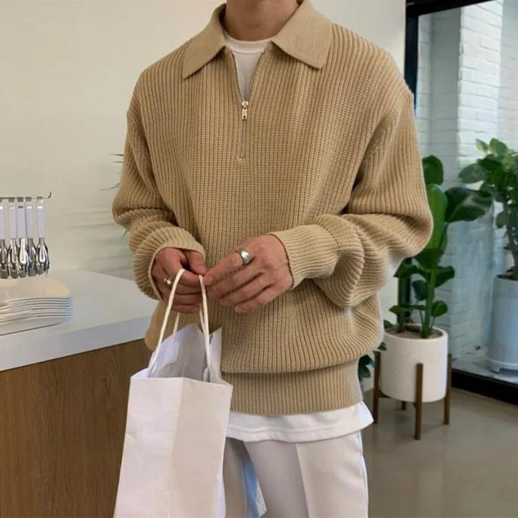 Eleganter Half-Zip-Winterpullover für Männer mit raffiniertem Stil und zeitloser Wärme | Ezra