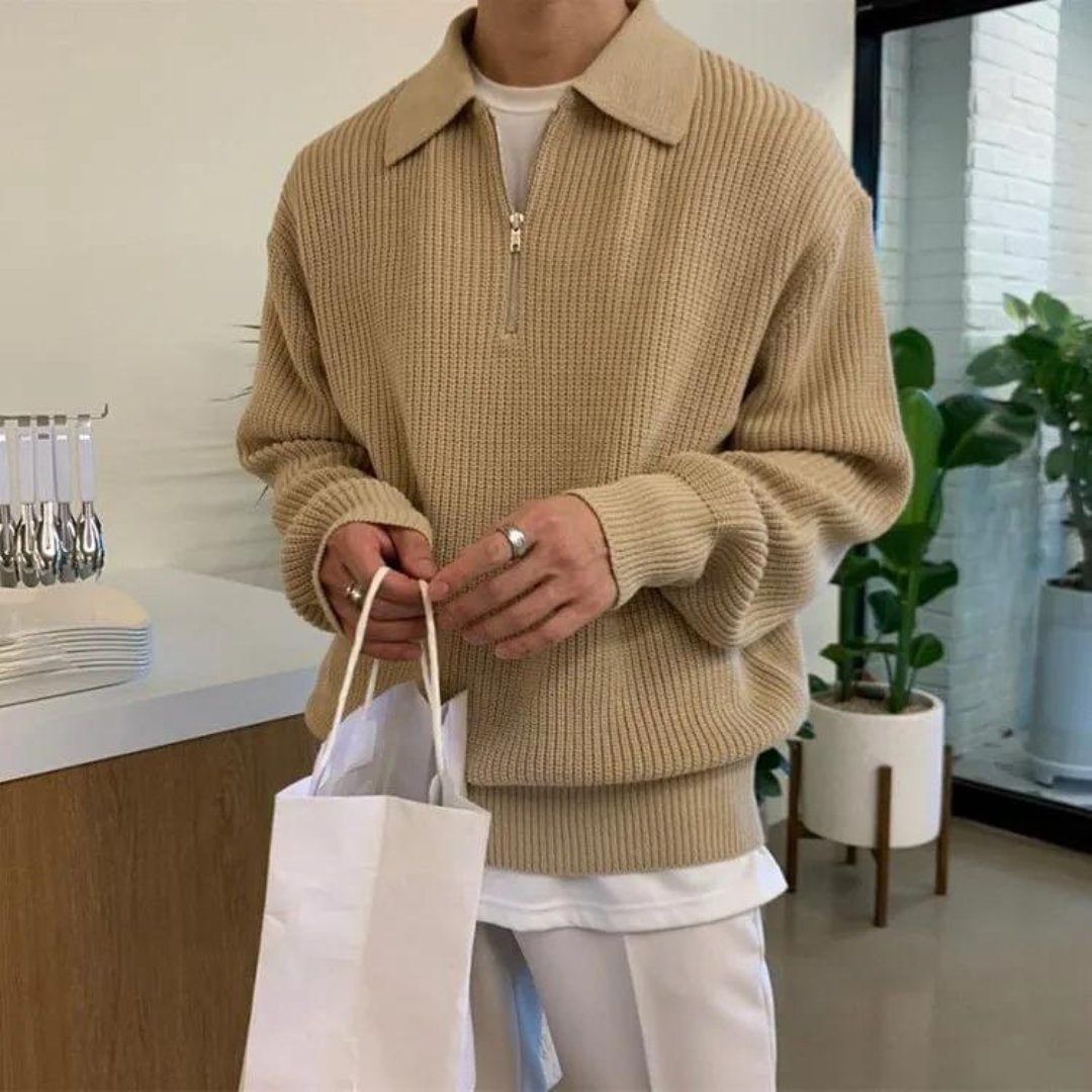Eleganter Half-Zip-Winterpullover für Männer mit raffiniertem Stil und zeitloser Wärme | Ezra