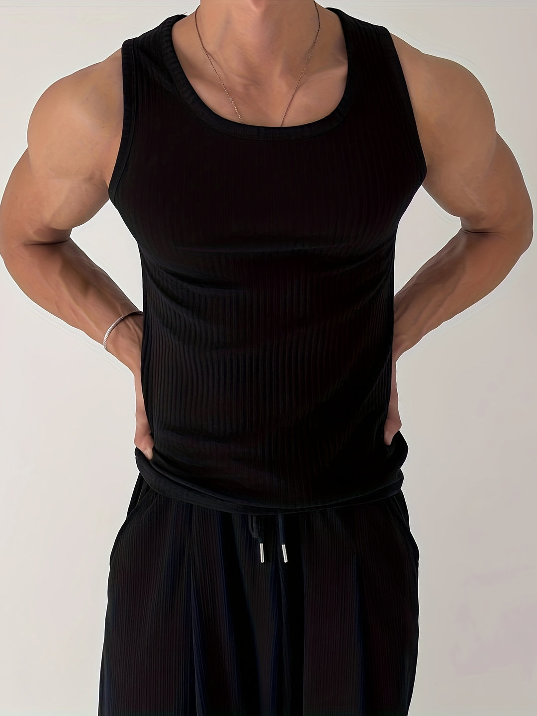 Herren Tanktop | Rippengewebe & ärmellos | Atmungsaktiv & Stretch | Für Fitness & Running Sommer