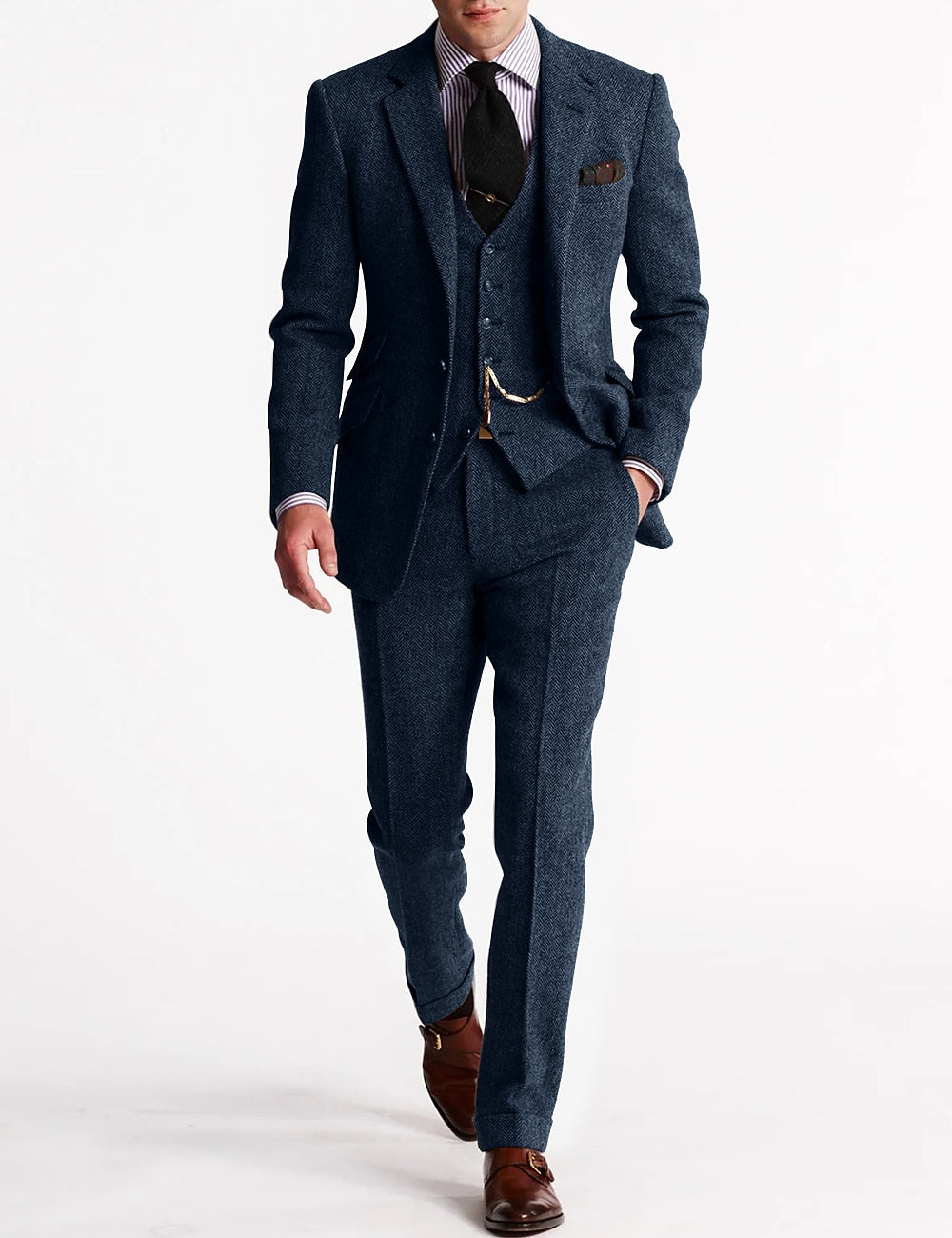 Elegantes 3-teiliges Herrenset mit klassischem Blazer, Weste und Hose für zeitlosen Stil | Stijn