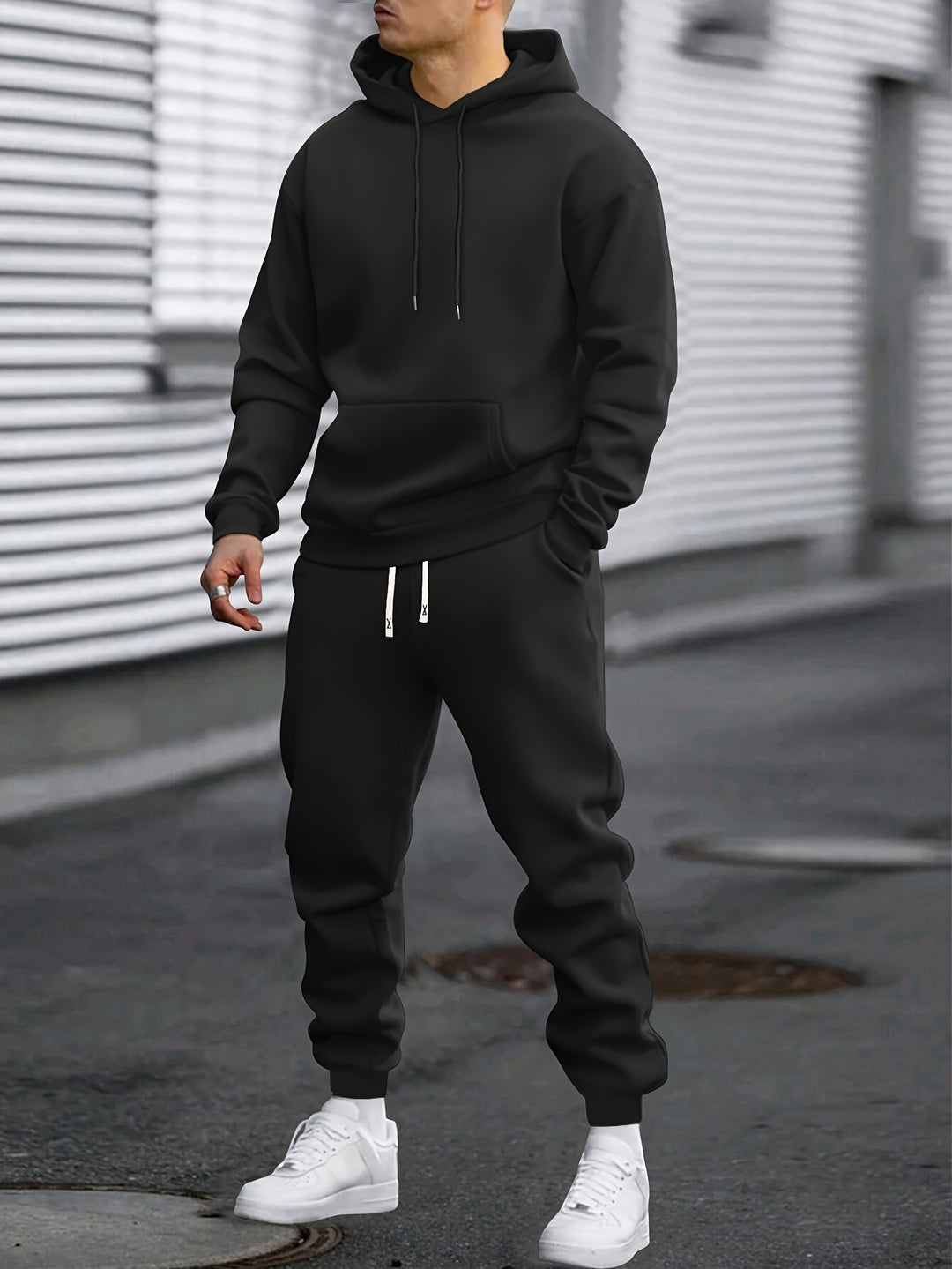 Herren-Sport-Set | Kapuzenpulli & Sweatpants | Bequem & atmungsaktiv | Frühling & Herbst
