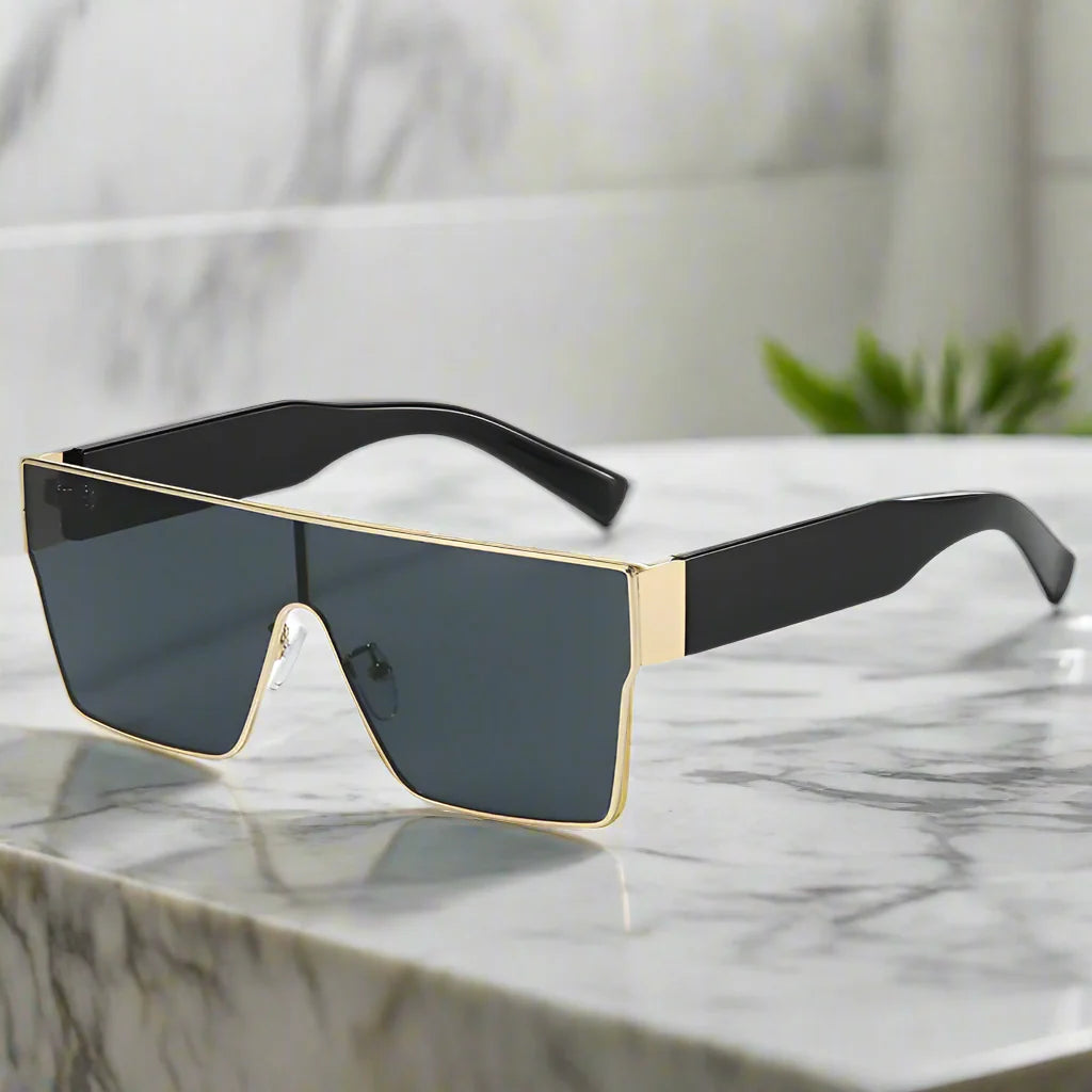 Herren-Sonnenbrille | Übergroßes Schild-Design | UV400 & Kratzfest | Leicht & Stabil